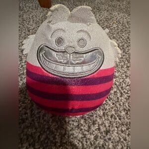 Cheshire Cat Striped Plush Cat Face - Silver, Pink & Purple